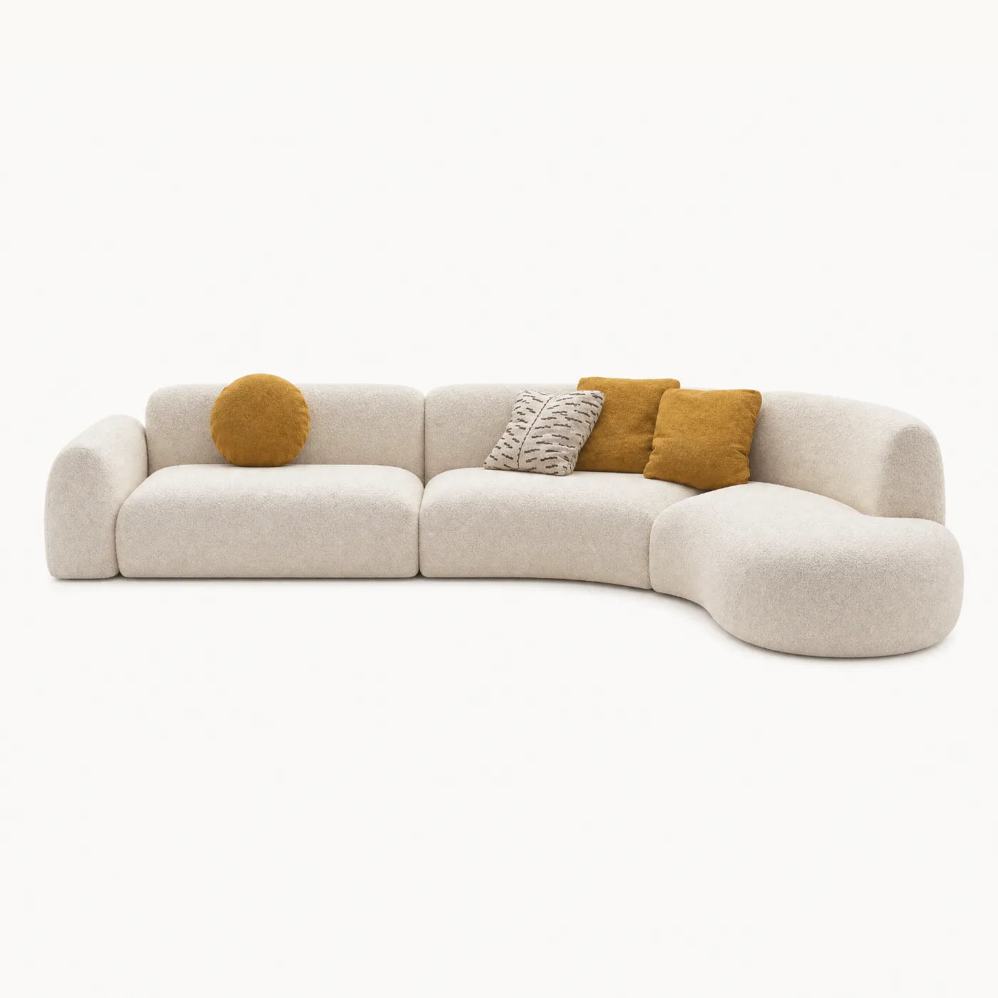 Organic curved plush modular sectional sofa