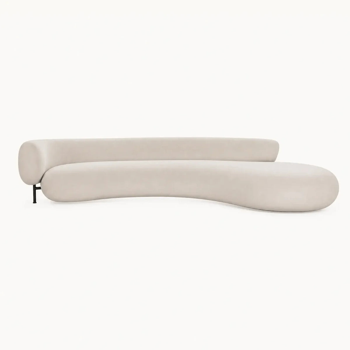 Organic curved beige fabric sofa