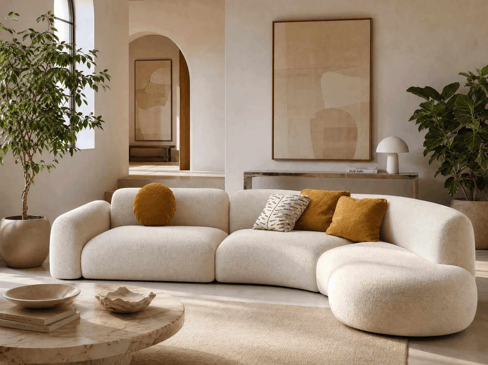 Curved sofa in a contemporary interior