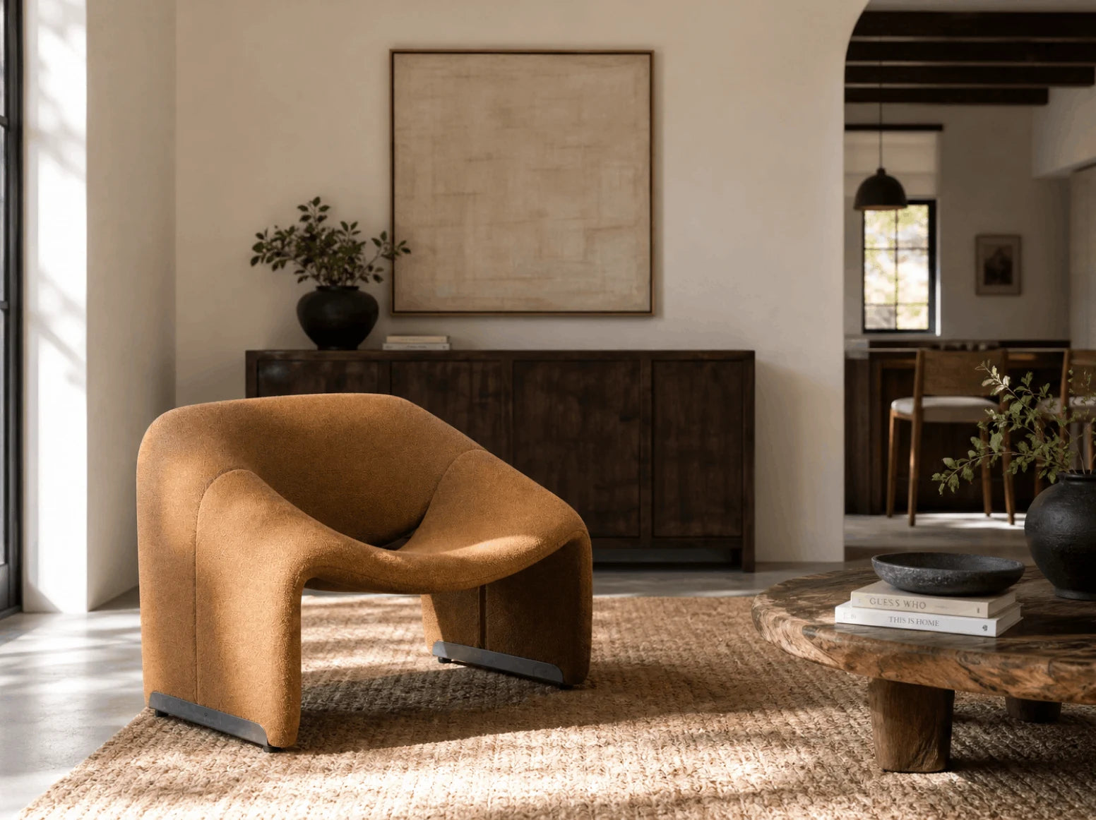 Sculptural lounge chair interior