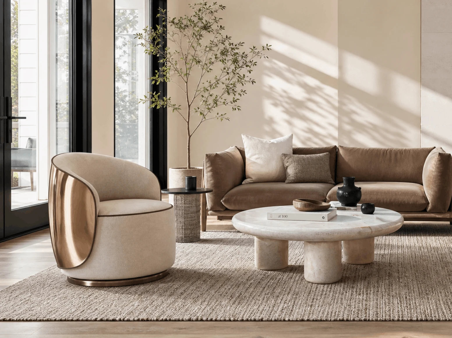 Sculptural lounge chair interior