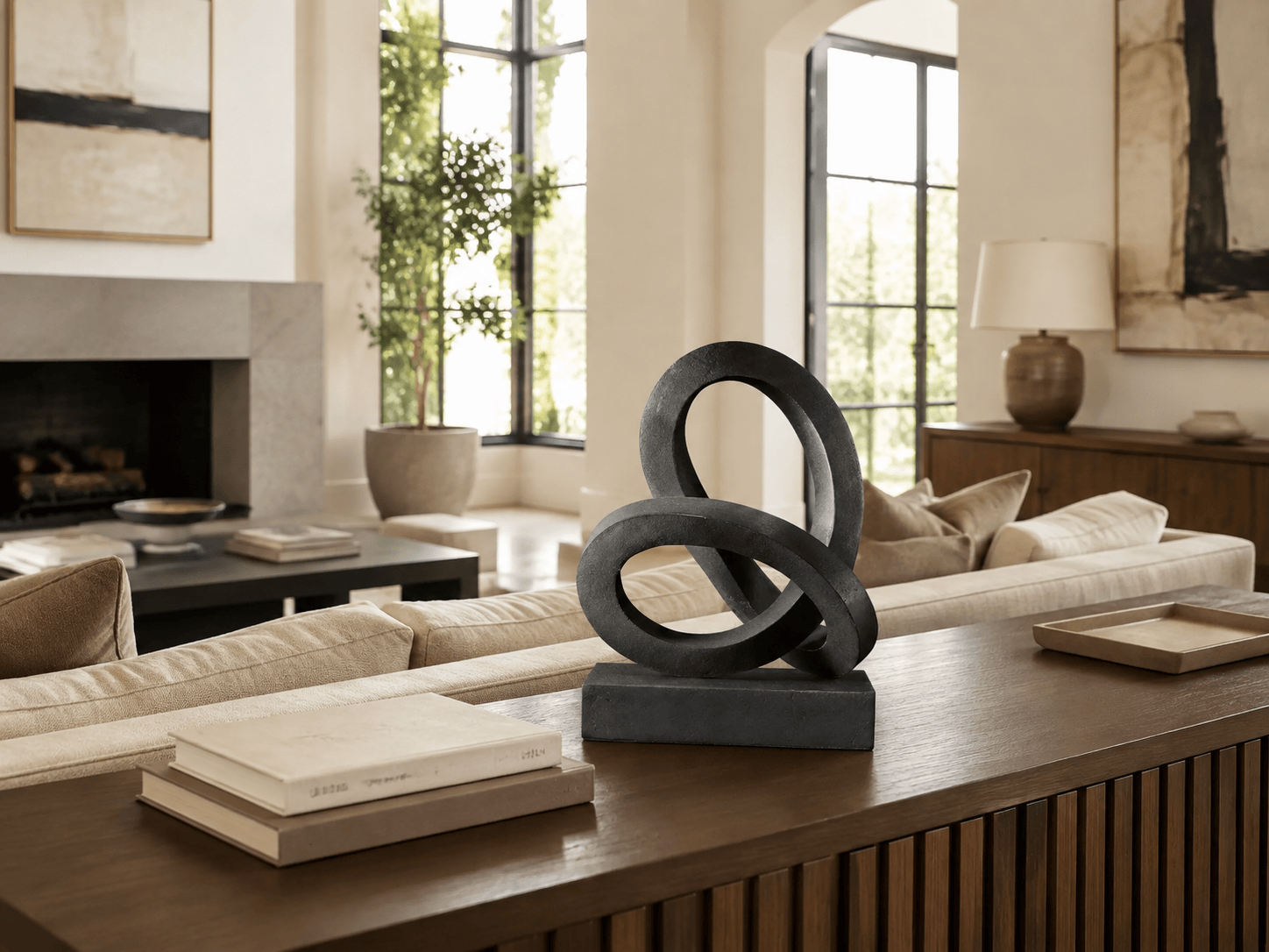 Sculptures in a modern room