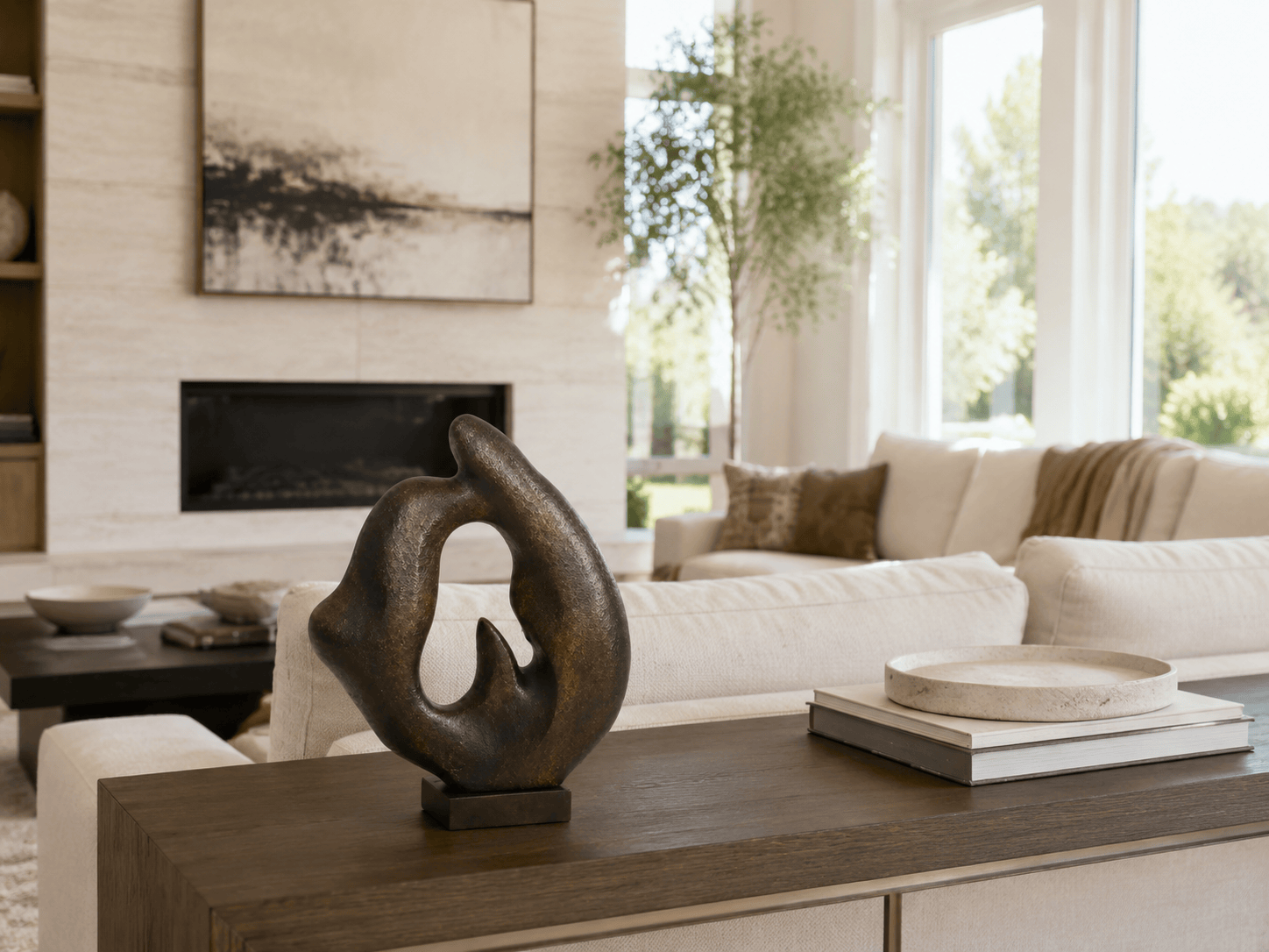 Sculptures in a modern room