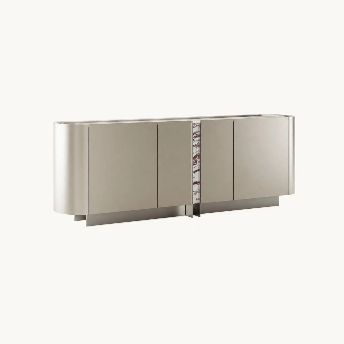 Curved Marble Inlay Credenza
