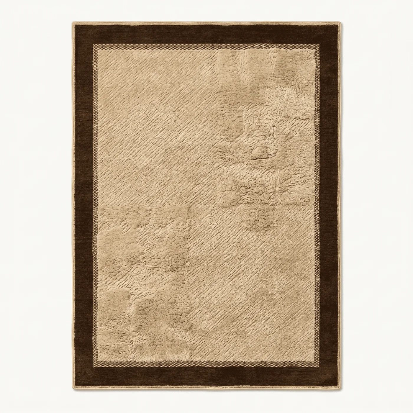 Bordered Plush Textured Area Rug