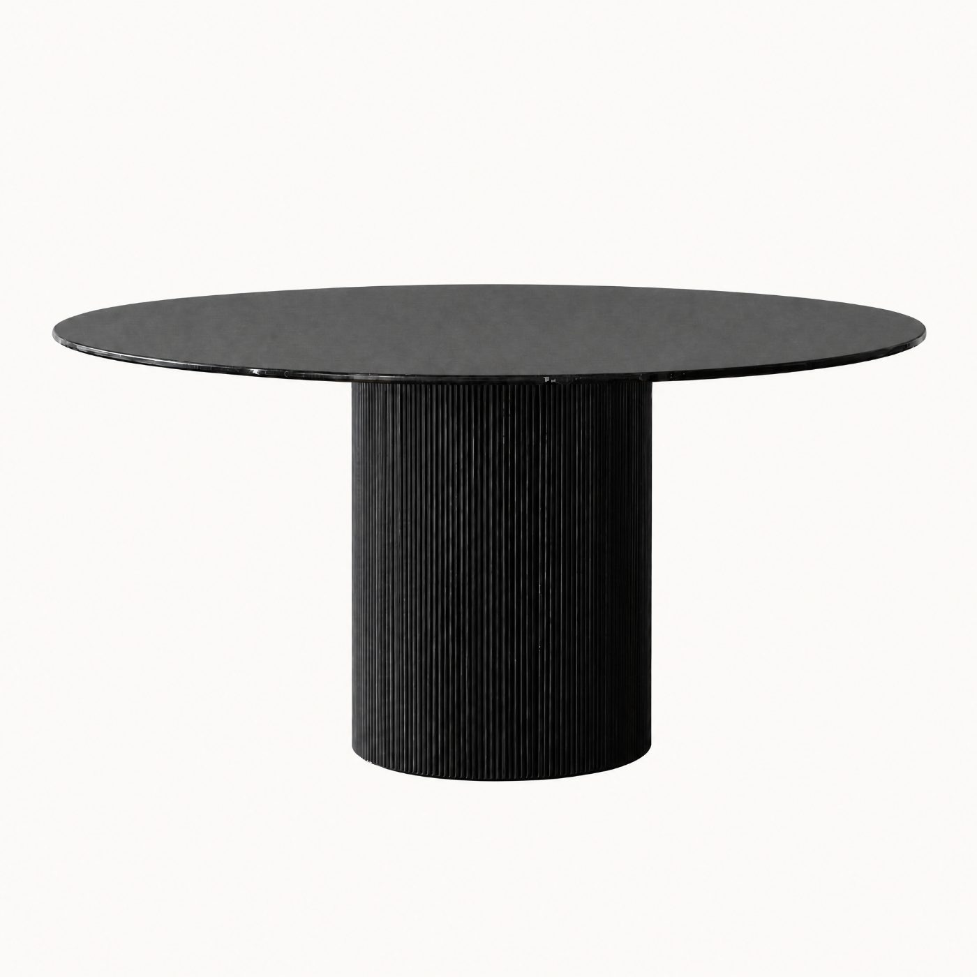 Round Stone Dining Table Fluted Pedestal Base