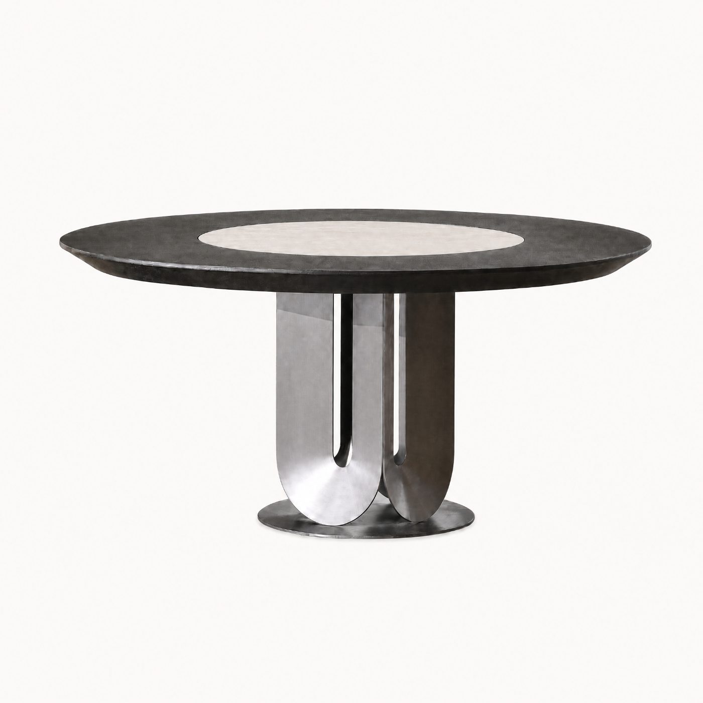 Round Inlay Stone Dining Table Steel Base