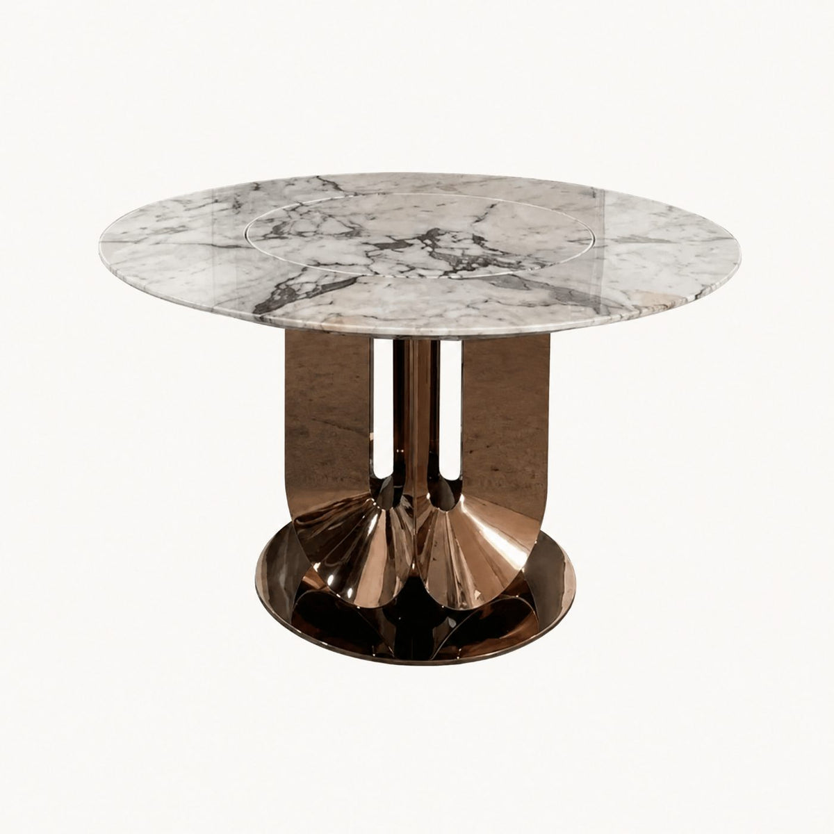 Round Marble Dining Table Arched Metal Base