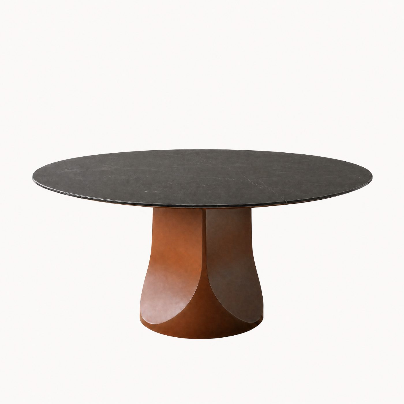 Round Stone Dining Table Curved Terracotta Base