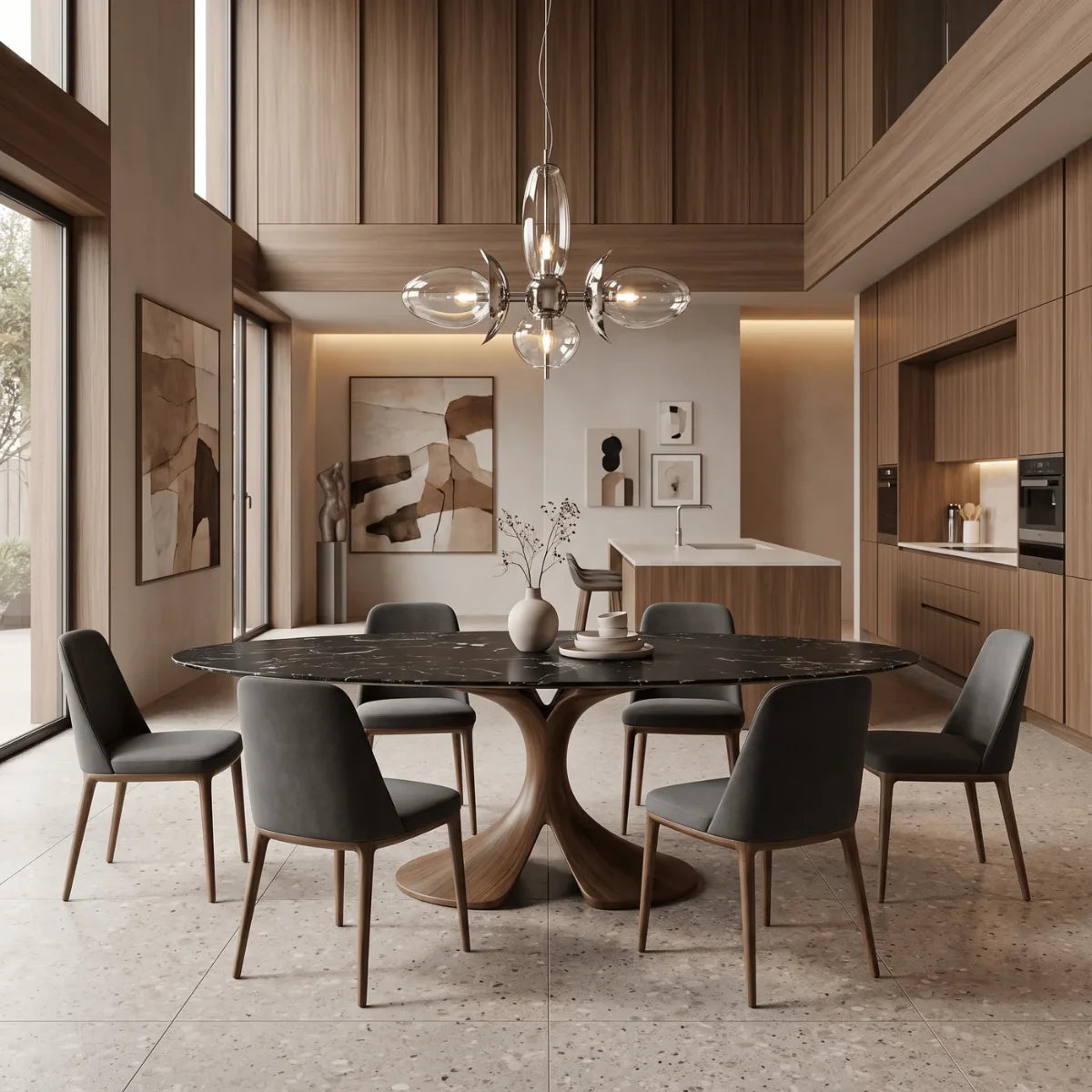 Stone Dining Tables in a styled room