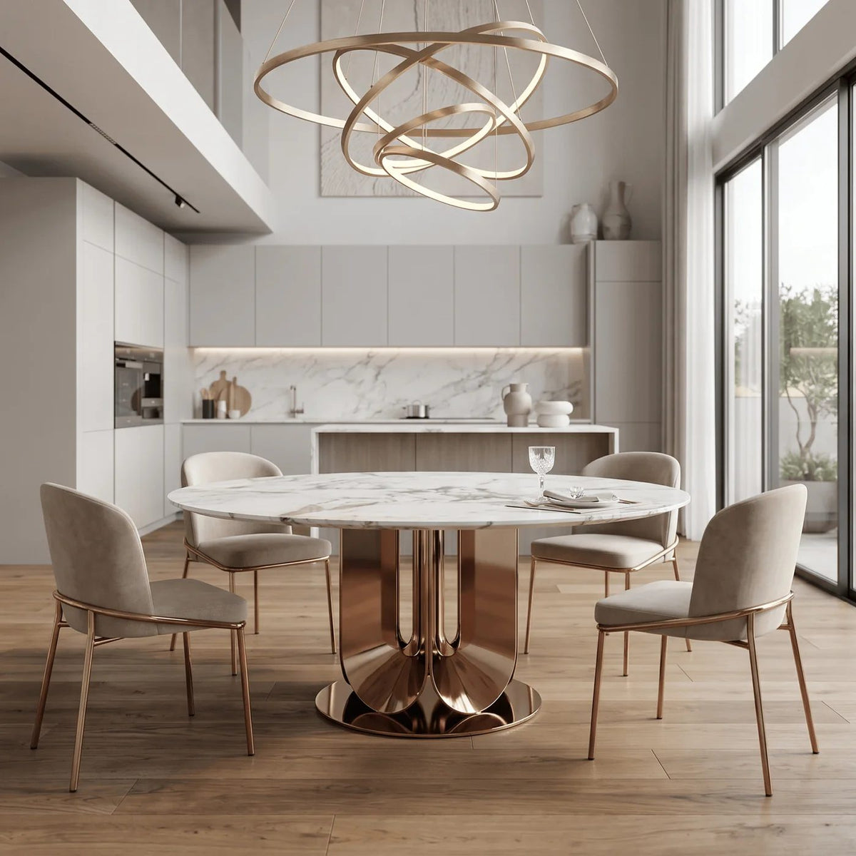 Stone Dining Tables in a styled room