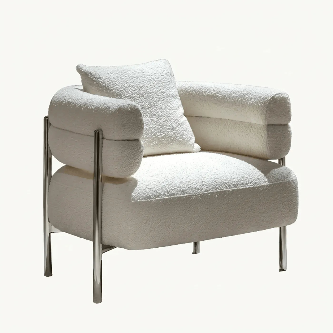 Two-Tone Boucle Swivel Accent Chair
