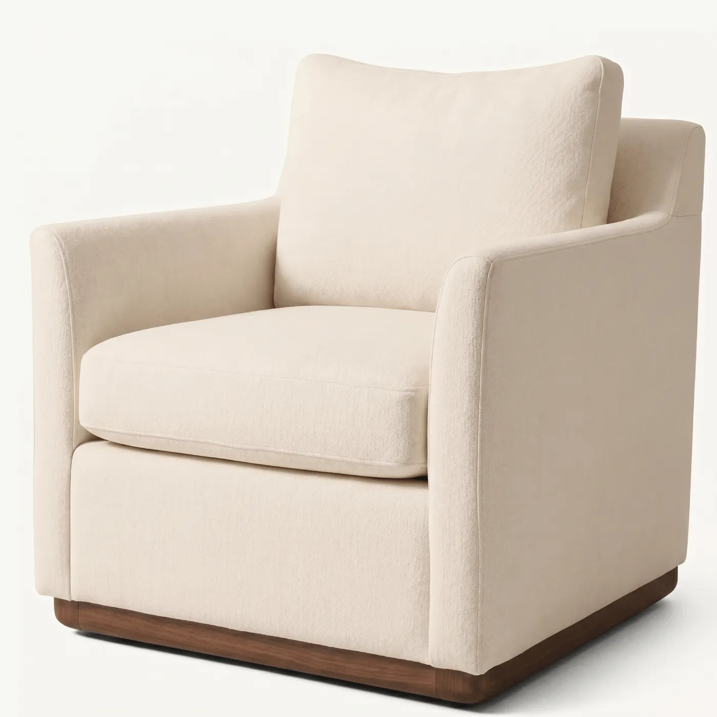 Wingback Fabric Swivel Chair with Metal Base