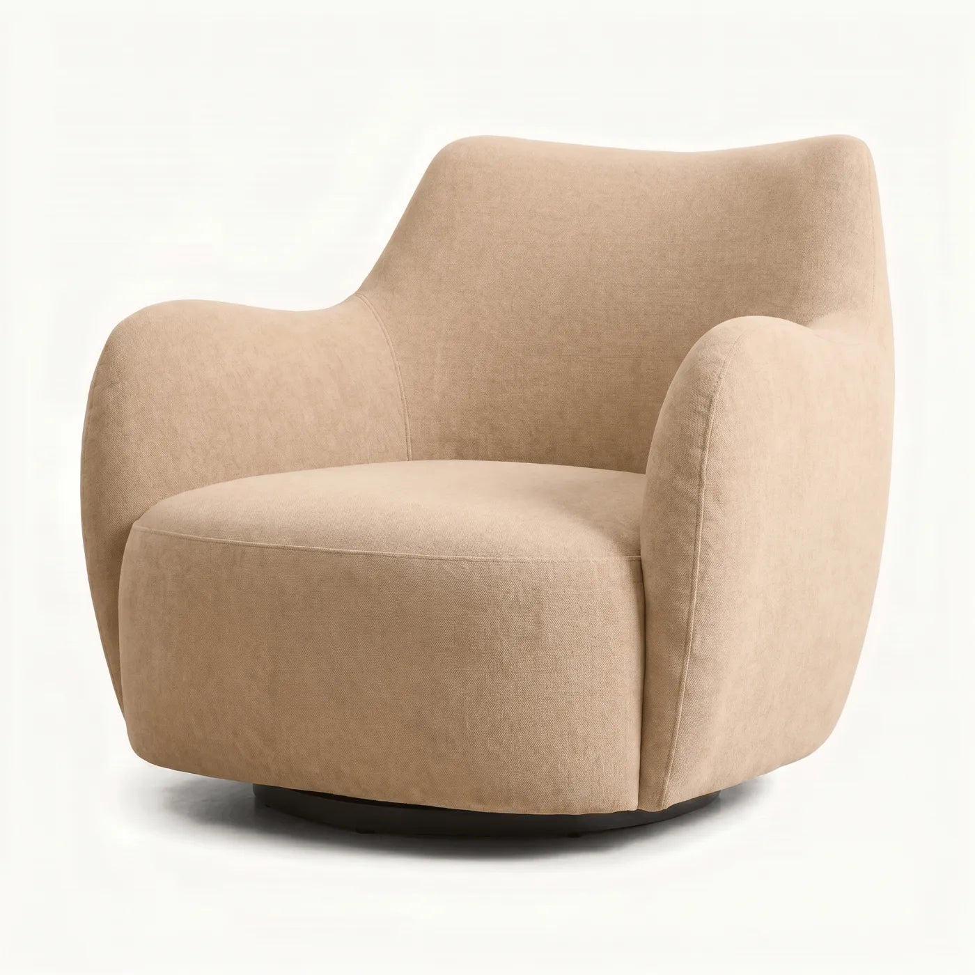 Curved Swivel Fabric Barrel Chair
