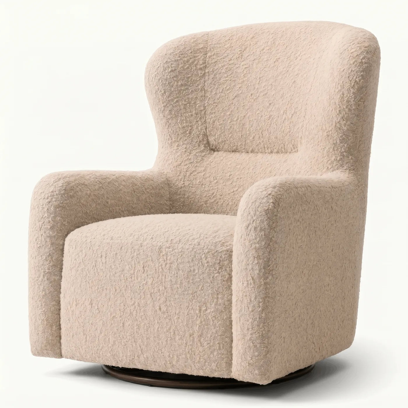 Modern Swivel Fabric Armchair with Wood Base