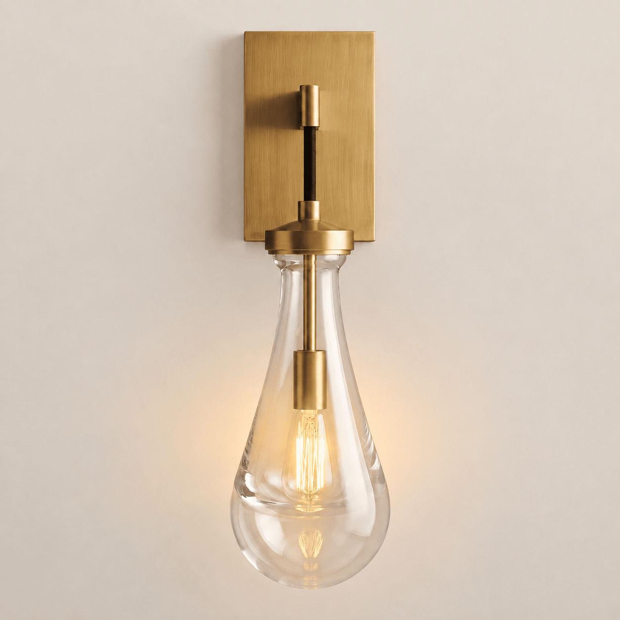 Curved Arm Brass Sconce