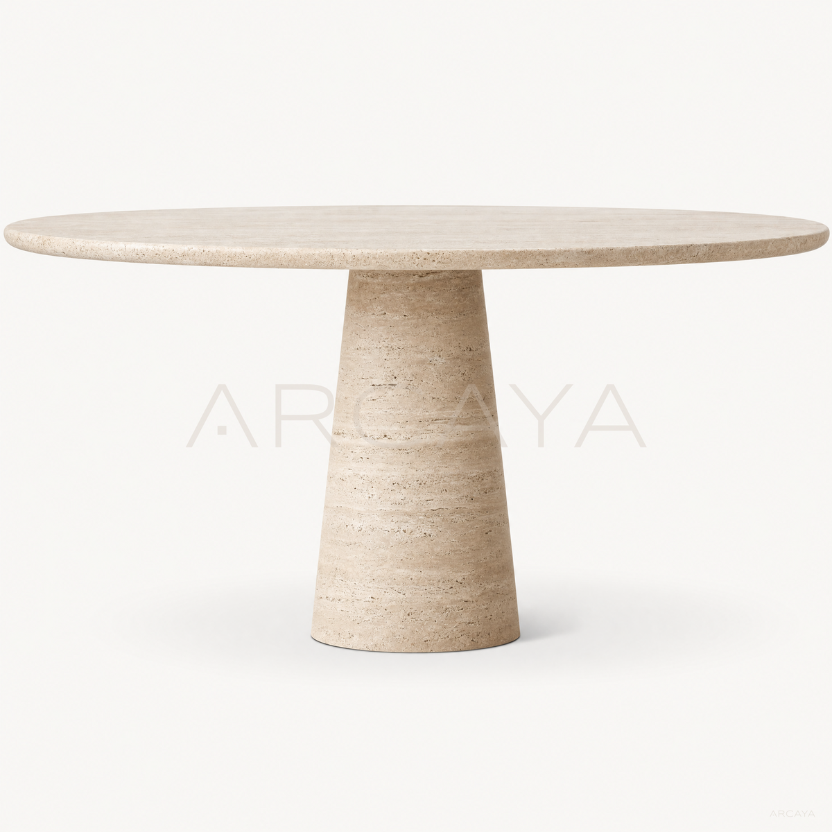Colonna Round Travertine Table