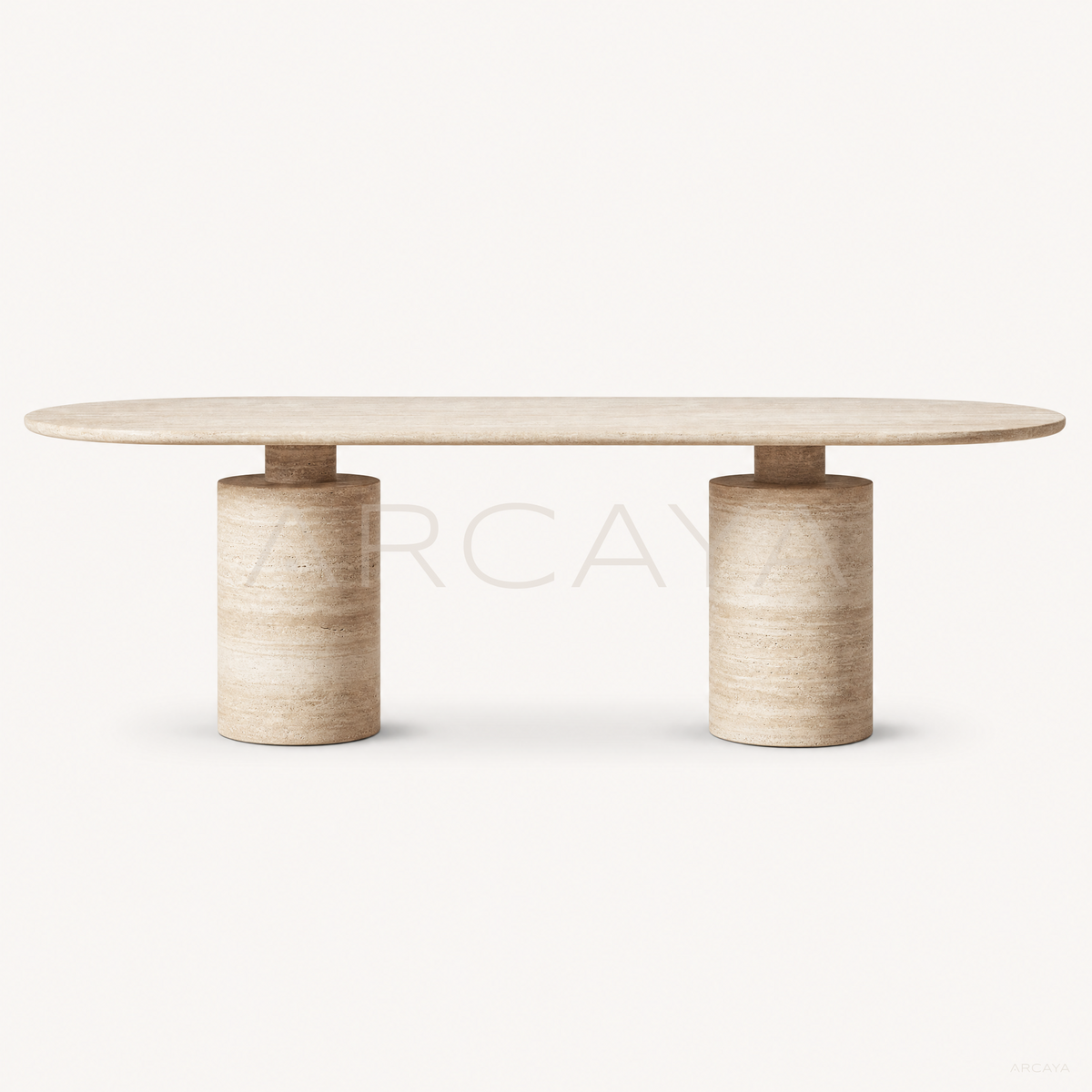 Doric Oval Travertine Table