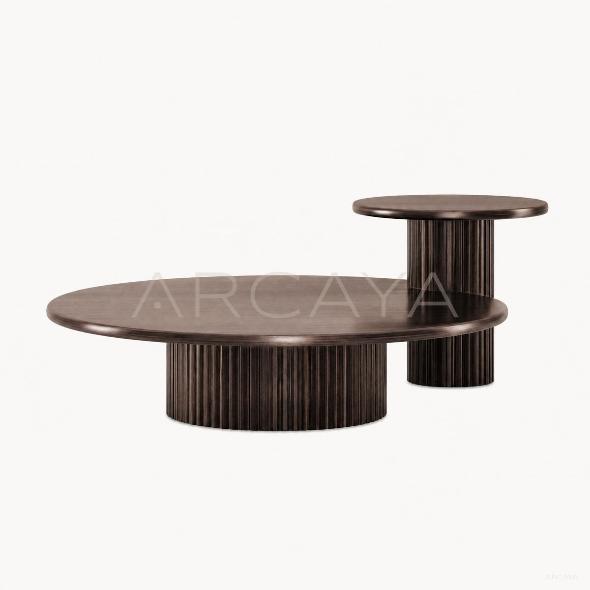 Fluted Wood Round Dining Table