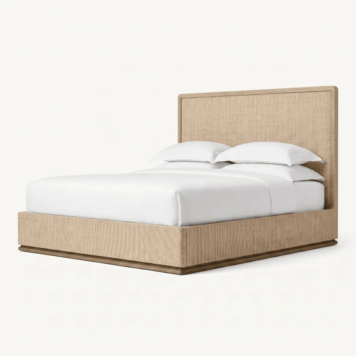 Natural Rattan & Oak Upholstered Bed