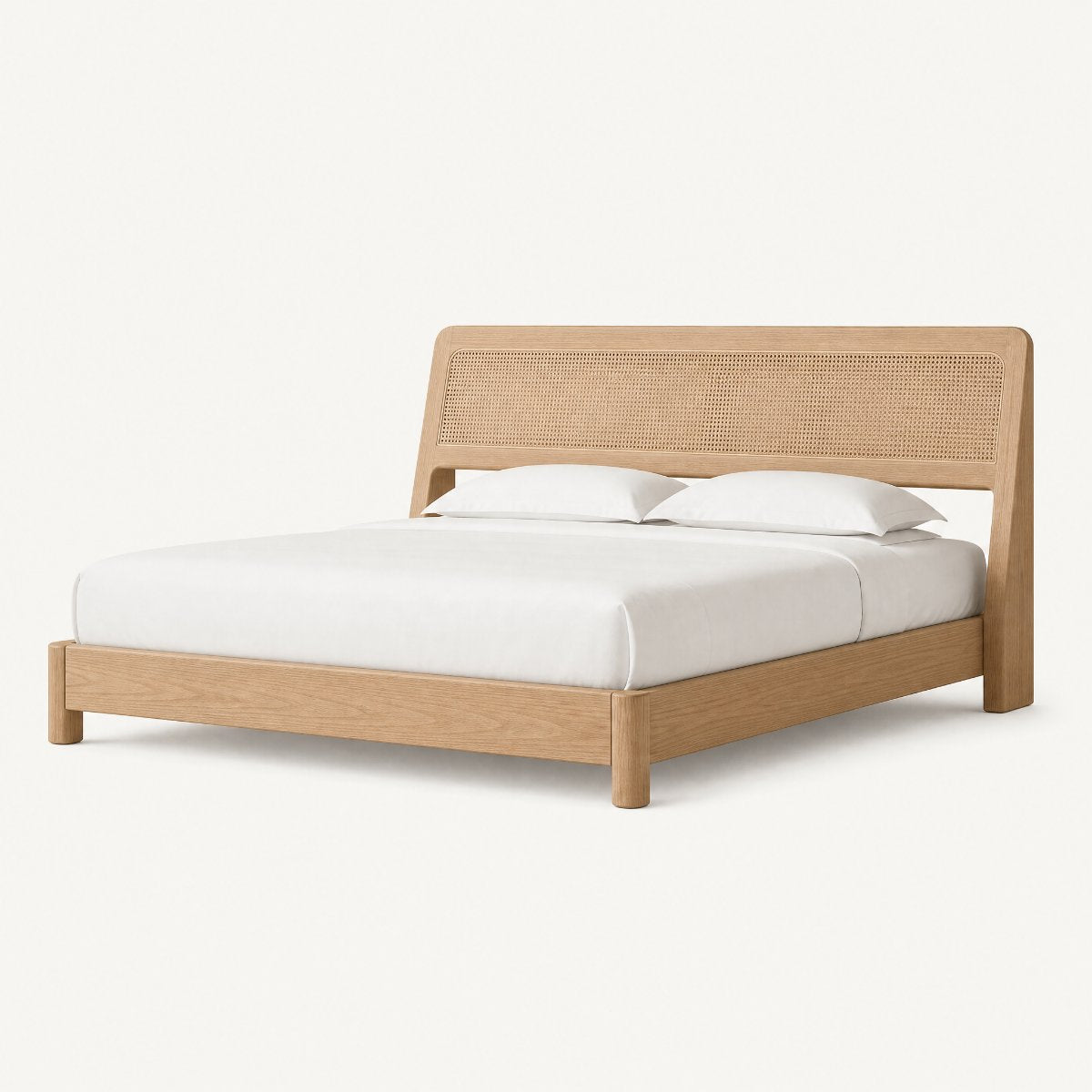 Cane Headboard Oak Bed