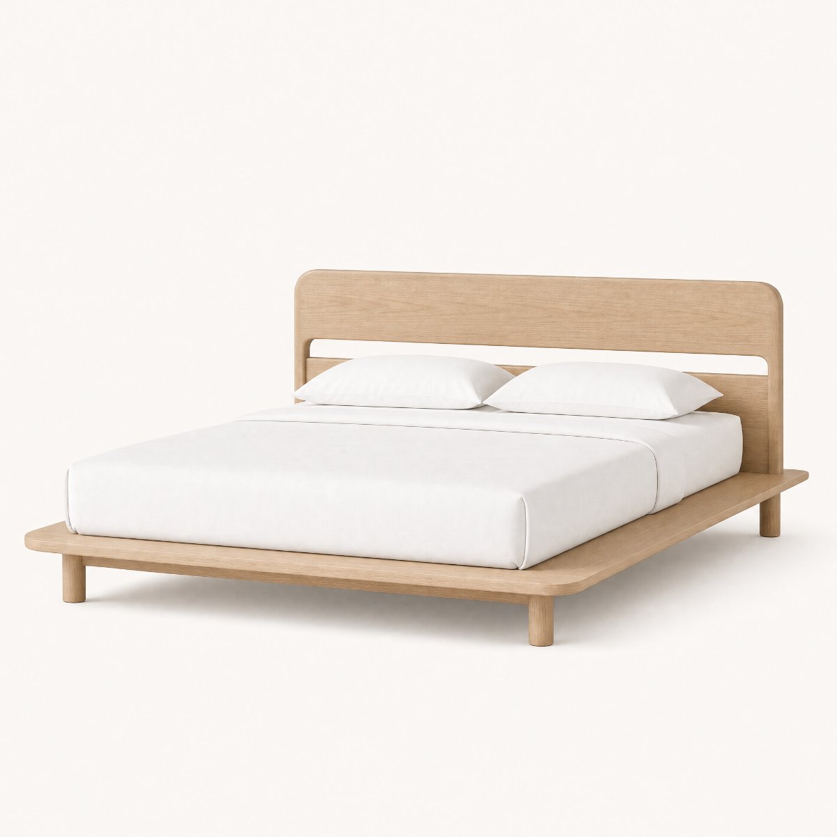 Solid Oak Panel Platform Bed