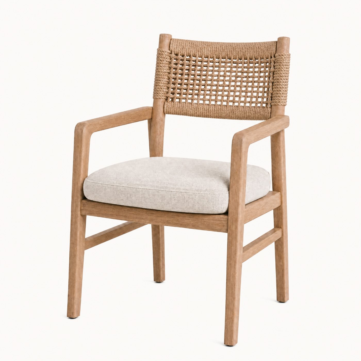 Woven Back Oak Dining Armchair