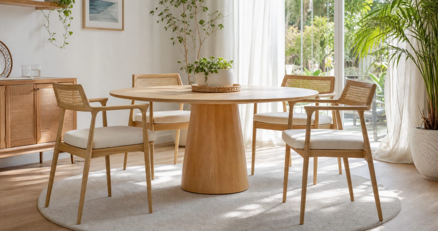 Wood & Woven Chairs in a styled room