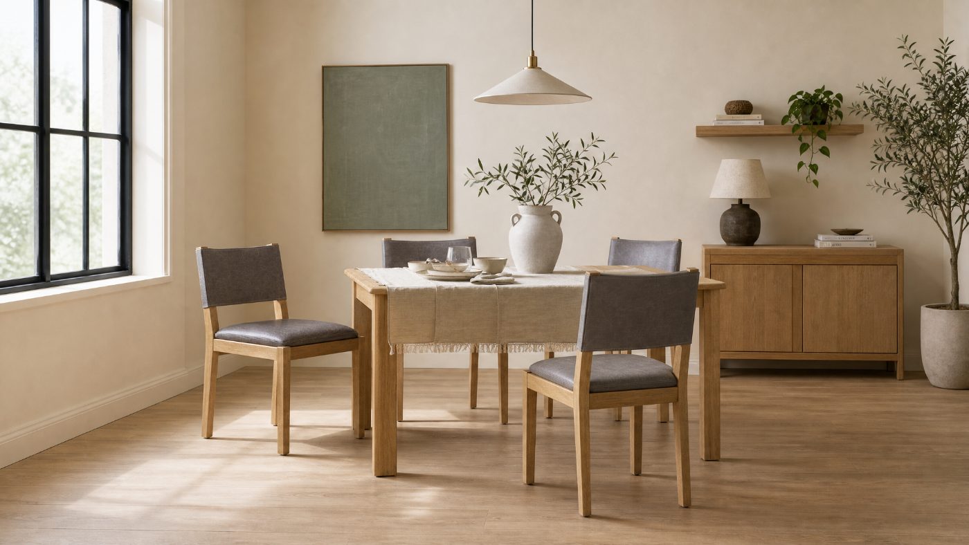 Wood & Woven Chairs in a styled room