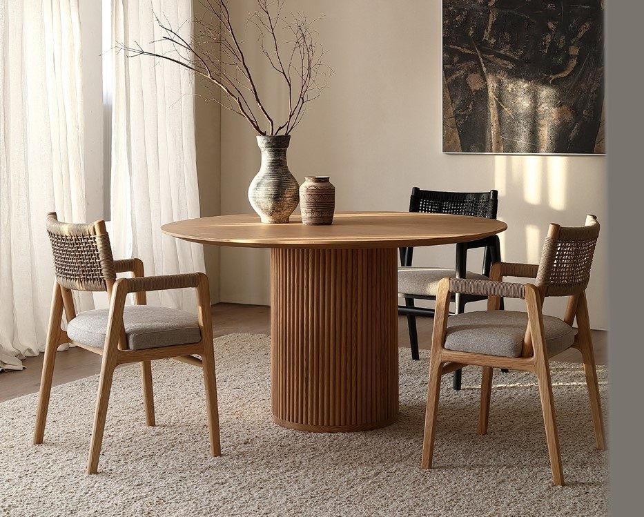 Wood & Woven Chairs in a styled room