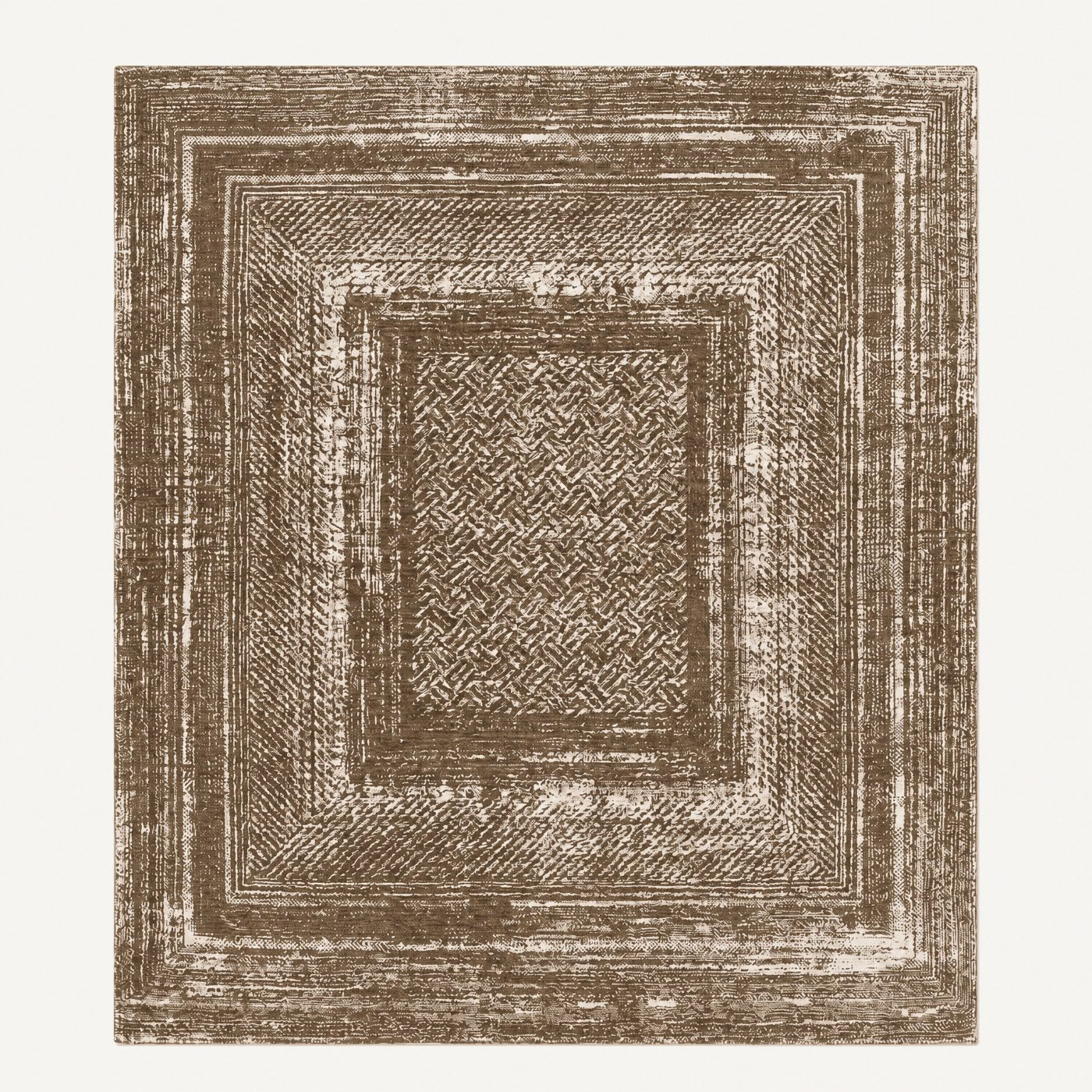 Faded Geometric Bordered Area Rug