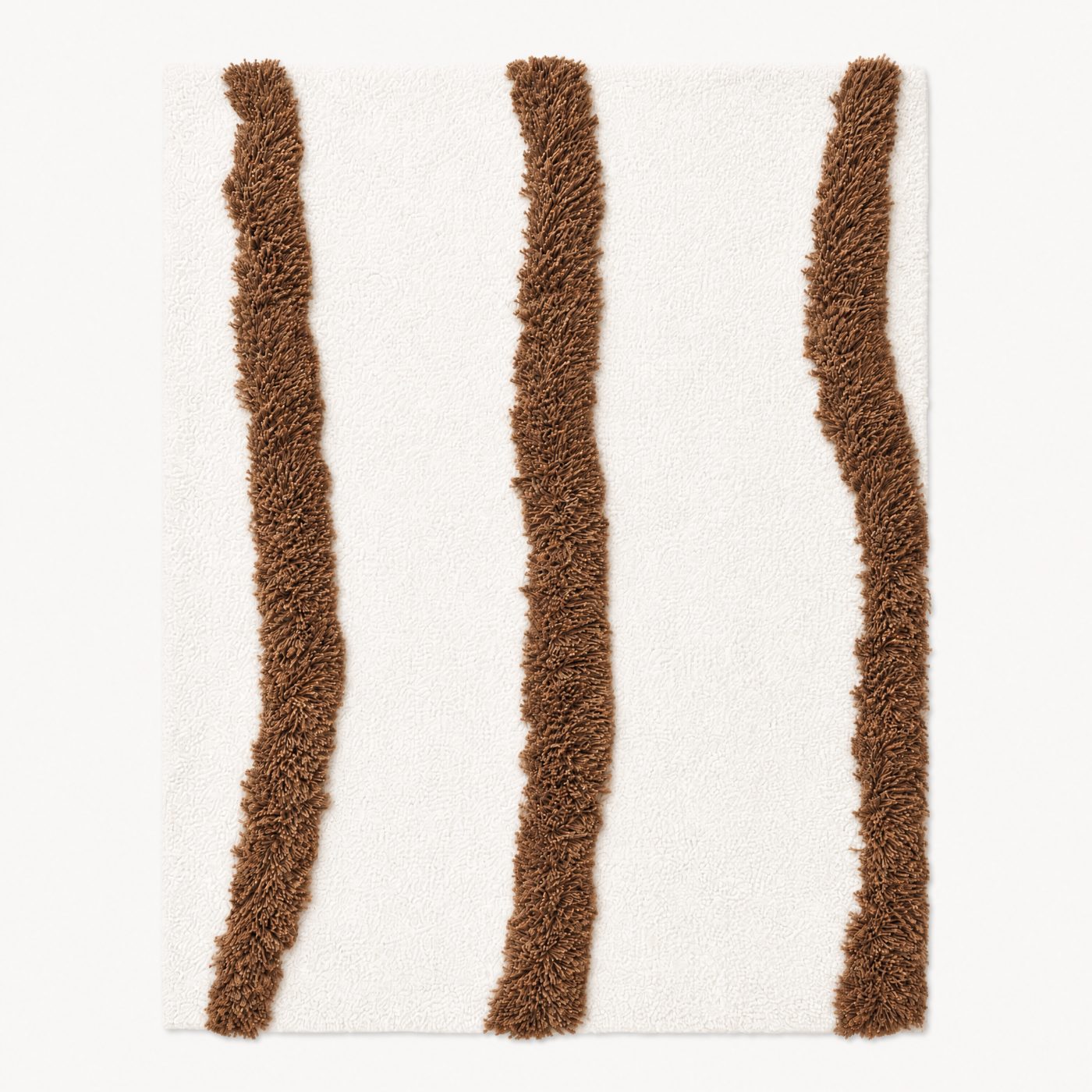 Tonal Striped Shaggy Wool Area Rug