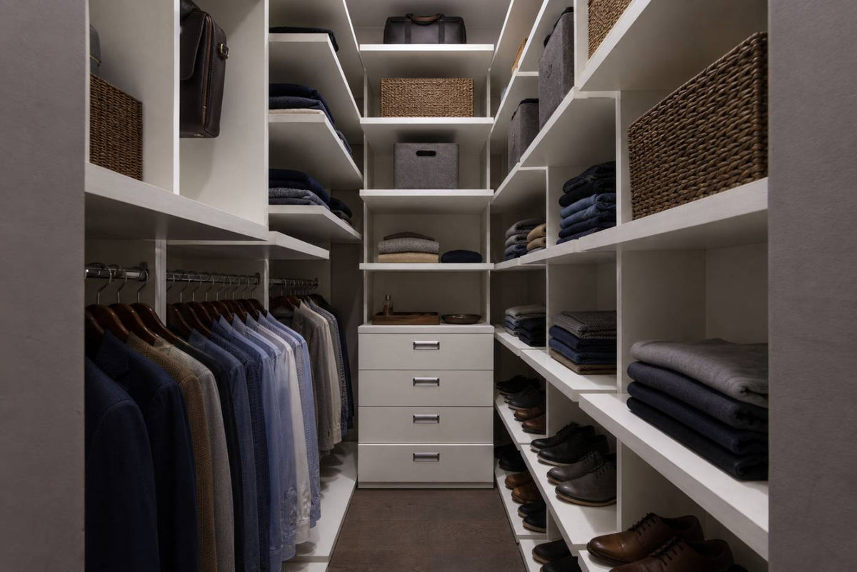 White transitional full-storage closet