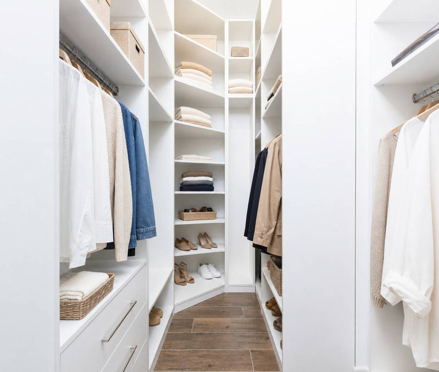 Bright coastal white custom closet