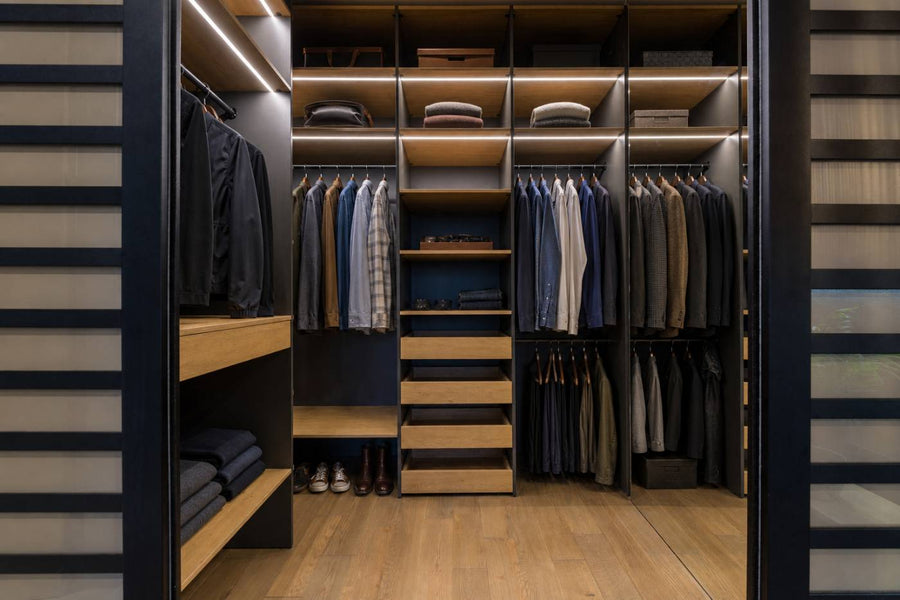 Modern dark oak custom closet
