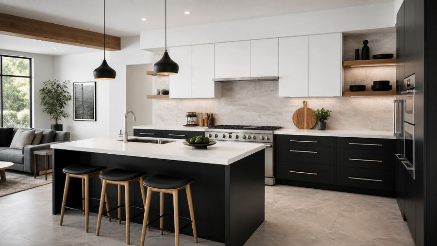 Black and white modern kitchen cabinets