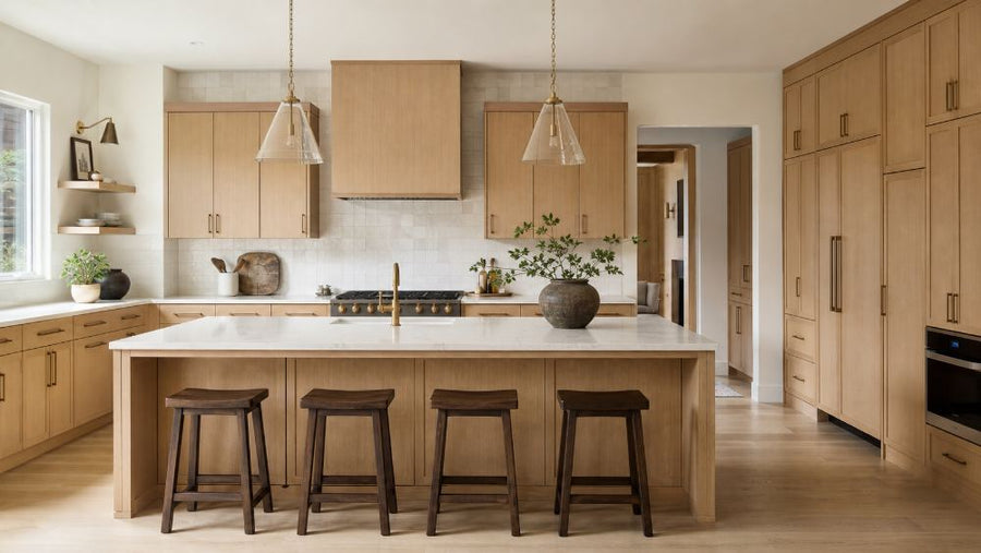 Natural white oak kitchen cabinets