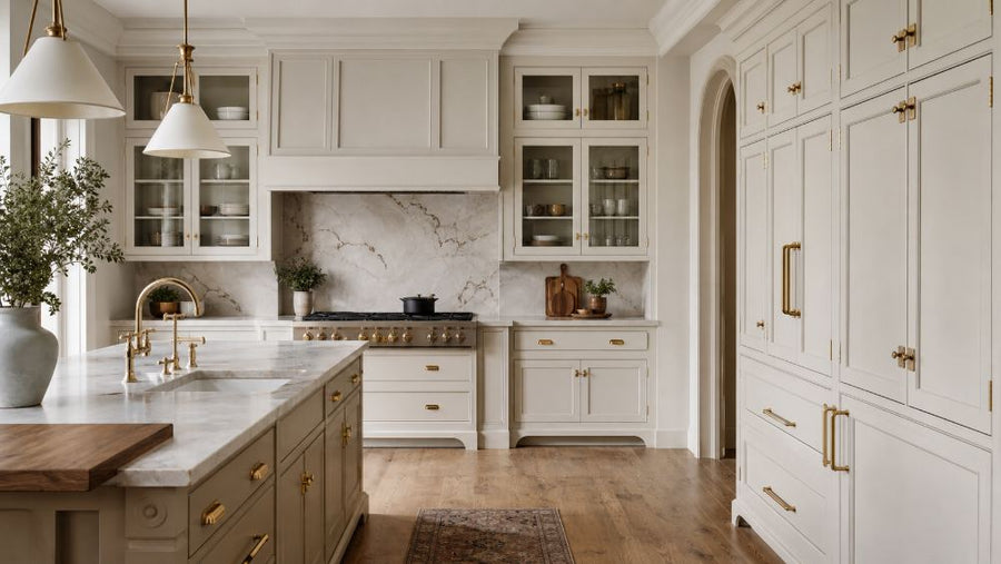 Luxury inset mushroom-toned cabinets