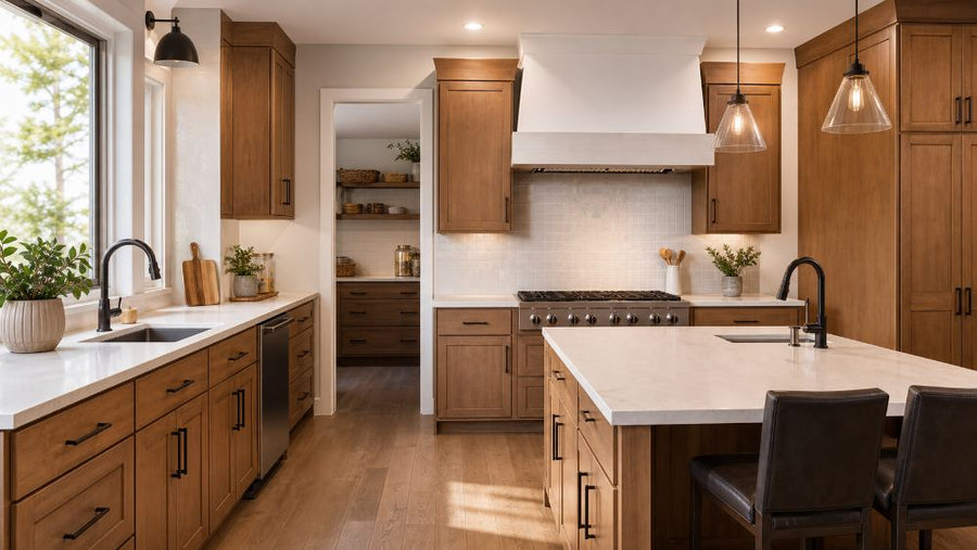 Updated traditional raised panel kitchen cabinets