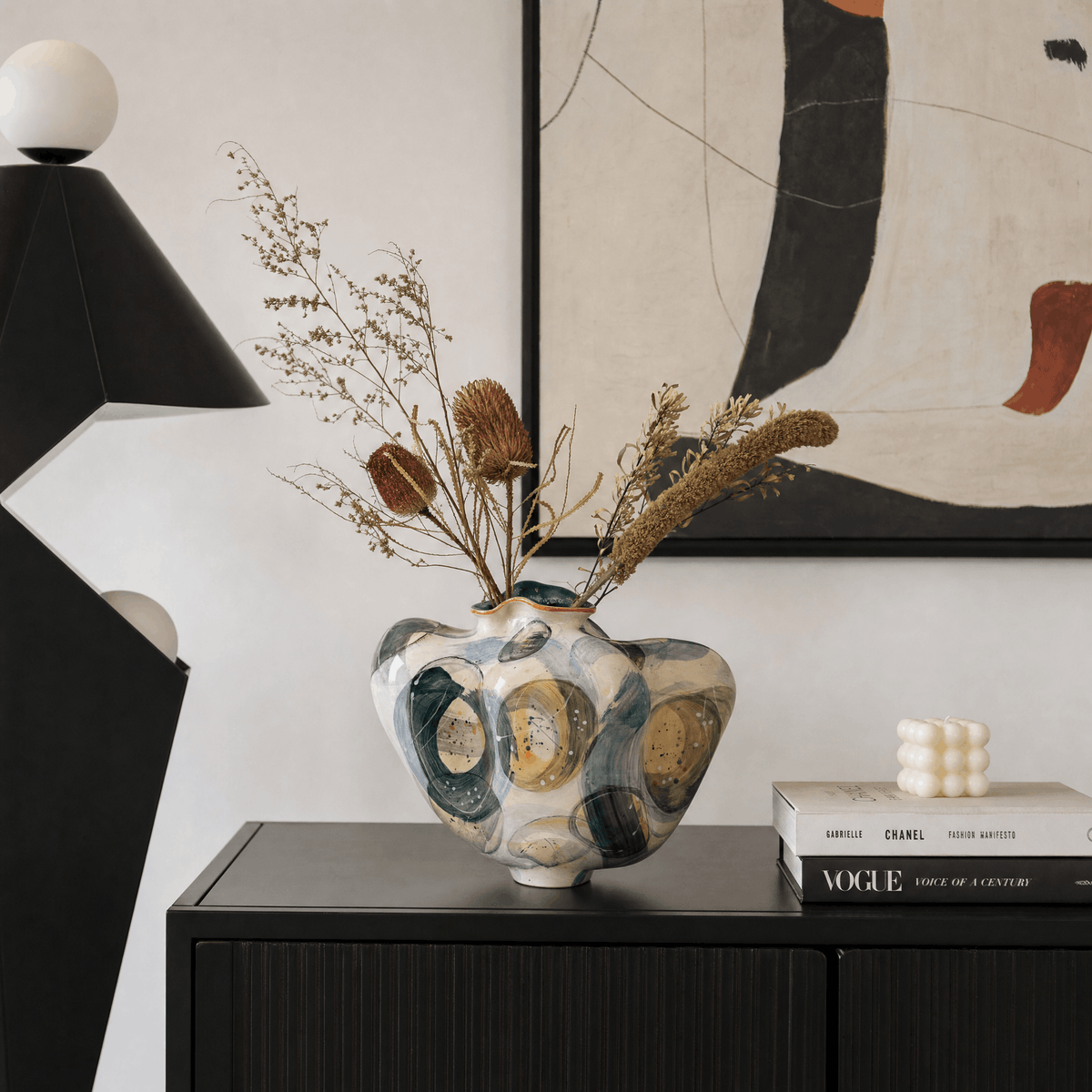 Abstract Color Block Vase in a finished interior.