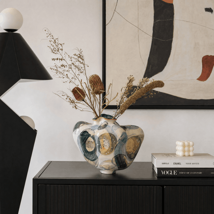 Abstract Color Block Vase — styled interior view 1