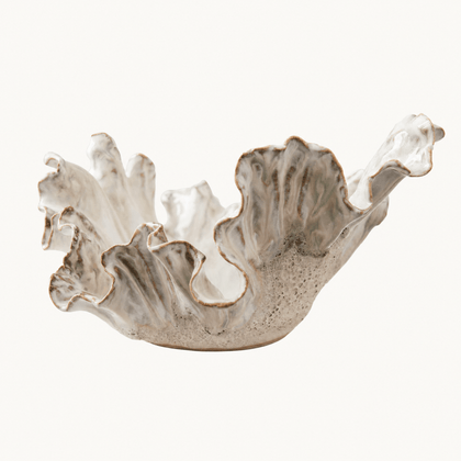 Gray White Pleated Ceramic Bowl — product view