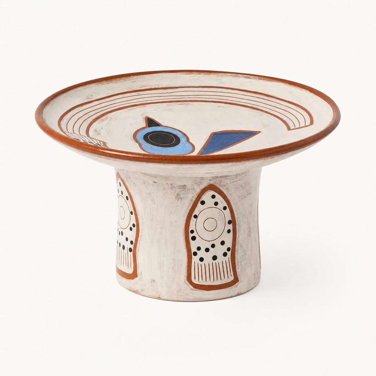 Hand Painted Abstract Pedestal Bowl