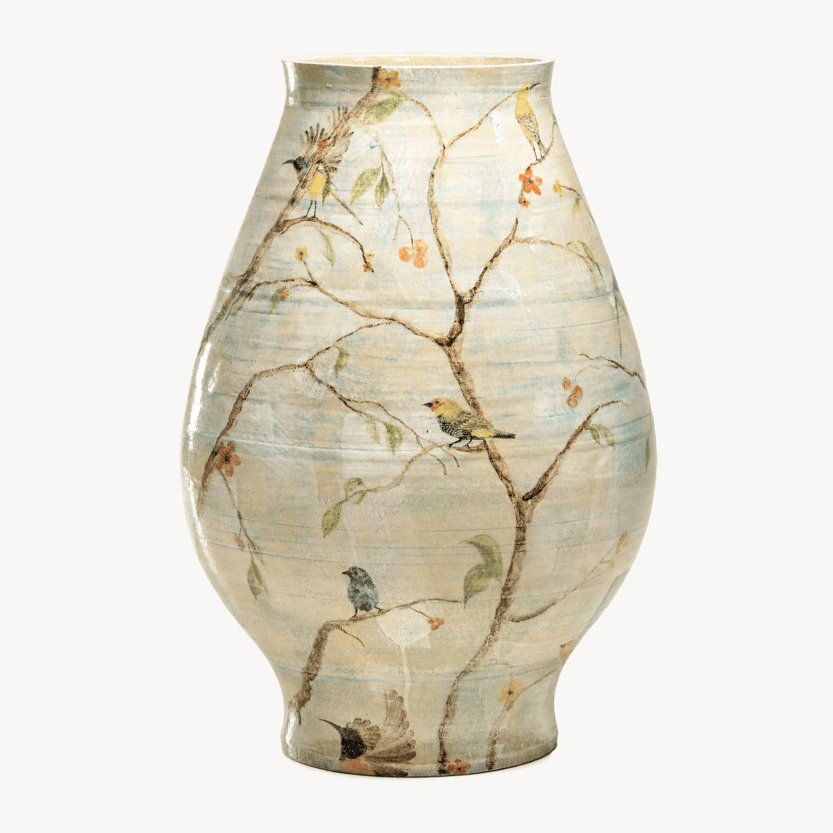 Hand Painted Bird and Flower Vase — product view