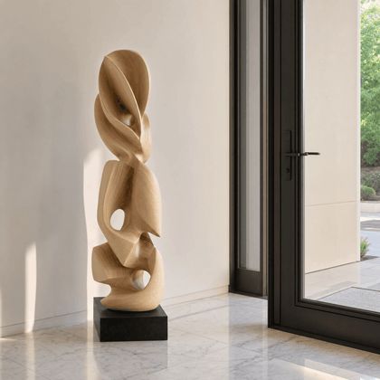 Light Wood Abstract Totem — styled interior view 1