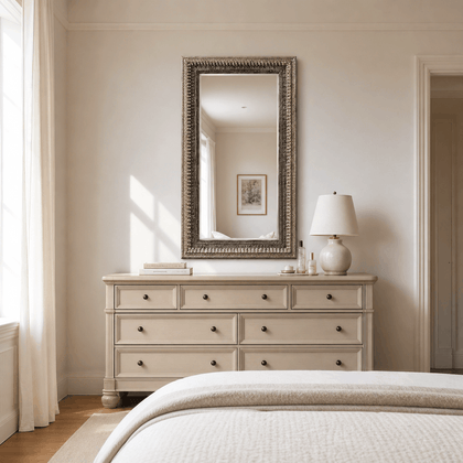 Antique Silver Mirror — styled interior view 1