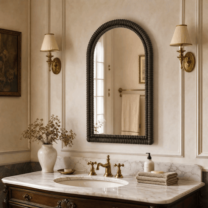 Black Arched Mirror — styled interior view 2