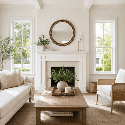 Classic Round Mirror — styled interior view 1