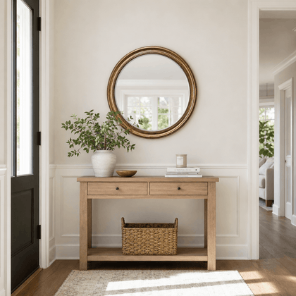 Classic Round Mirror — styled interior view 2