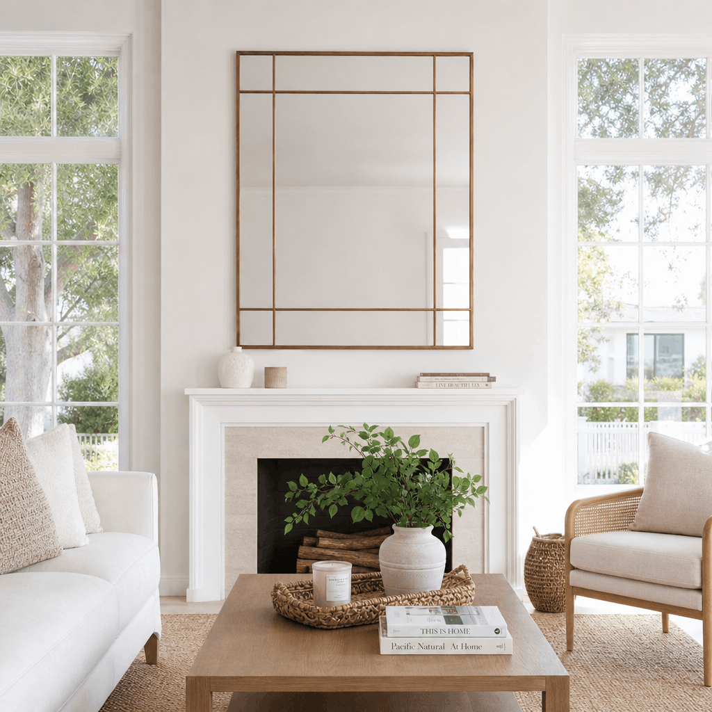Grid Frame Mirror in a finished interior.
